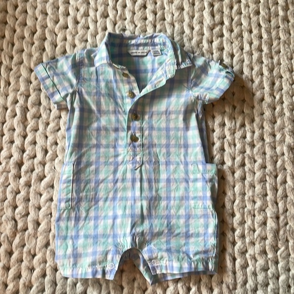 Janie and Jack Button Collared Romper - Picture 1 of 3
